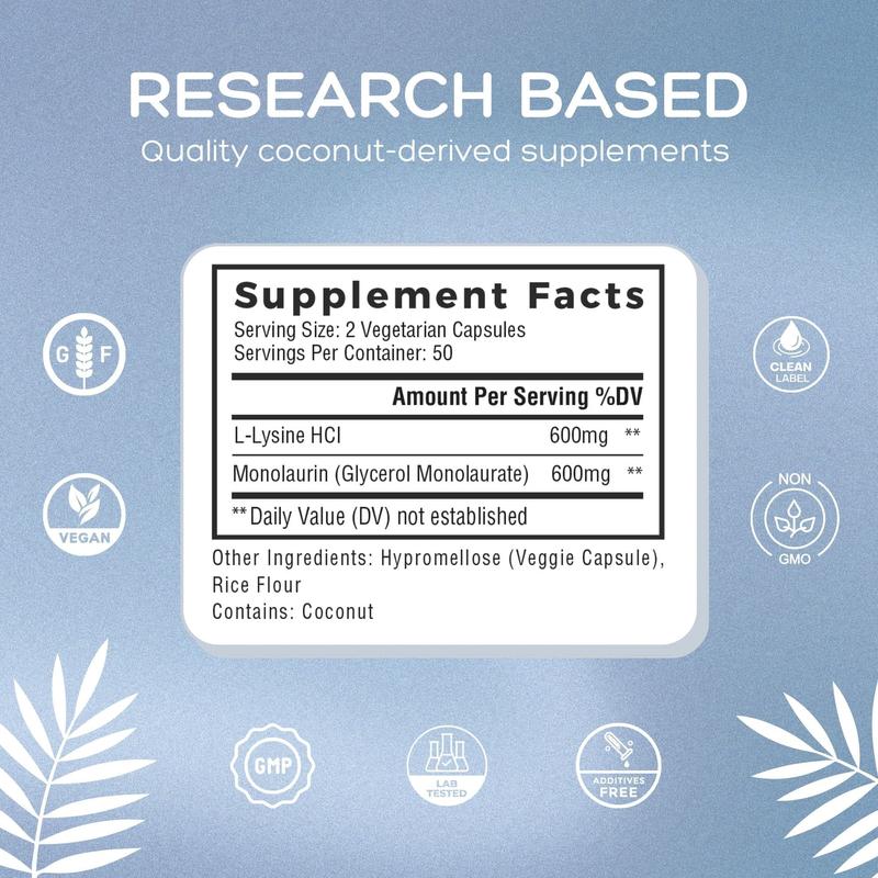 Lysine + Monolaurin Capsules - Immune & Digestive Support